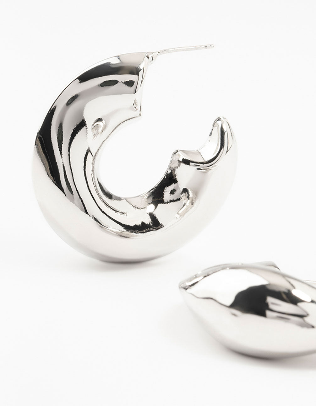 Silver Melted Wave Hoop Earrings