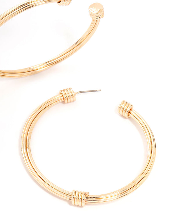 Gold Knotted Rope Hoop Earrings