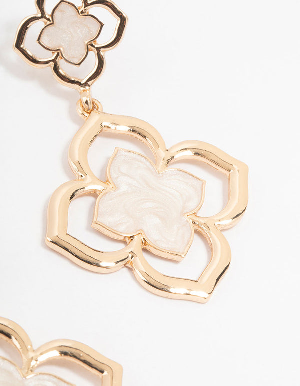 Rose Gold Clover Drop Earrings