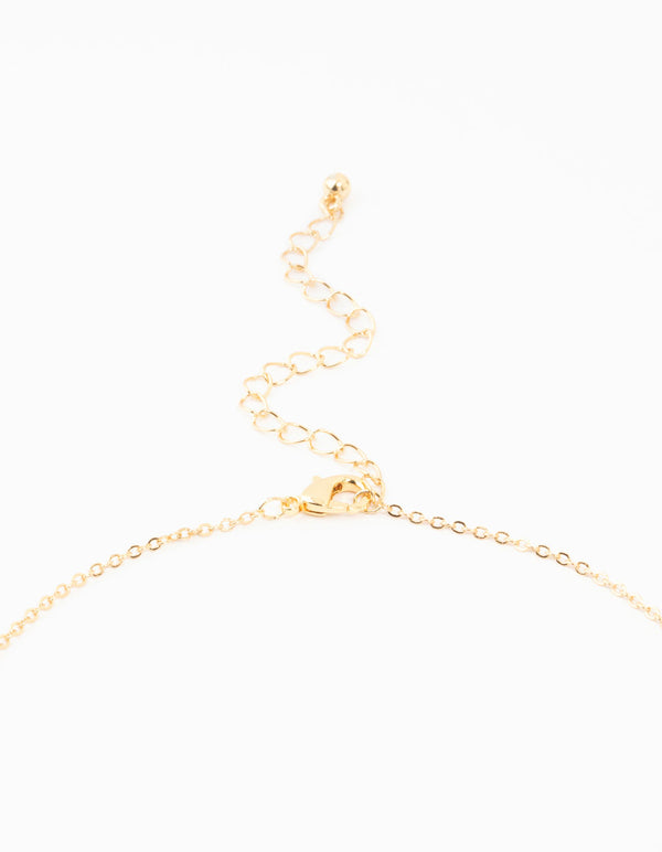 Gold Plated Brass Large Baguette Cut Cubic Zirconia Cross Necklace