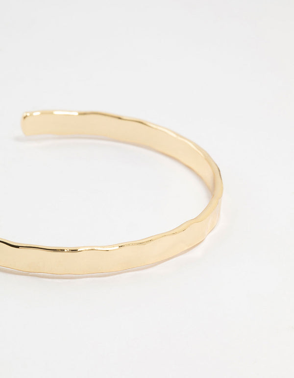 Gold Plated Brass Hammer Wrist Cuff