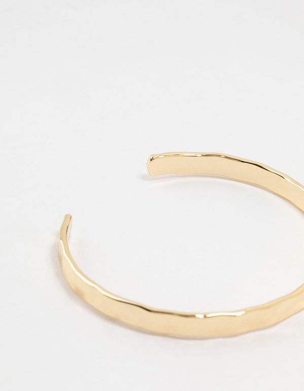 Gold Plated Brass Hammer Wrist Cuff