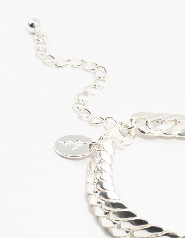 Silver Plated Brass Herringbone T & O Bracelet