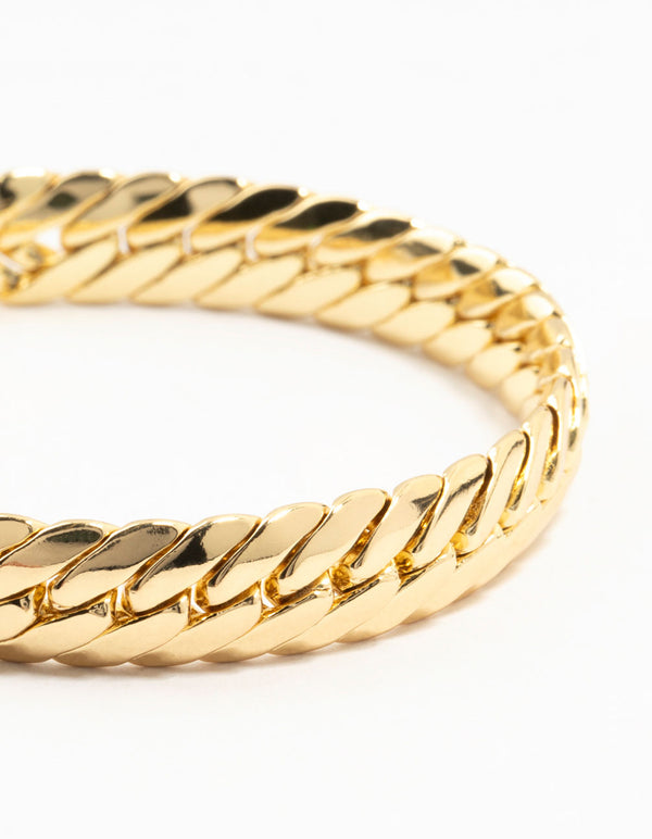Gold Plated Brass Herringbone T & O Bracelet