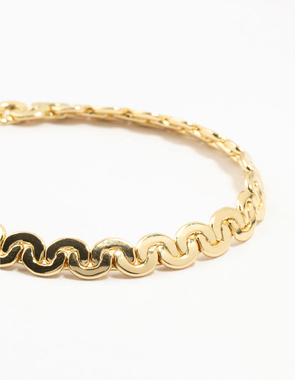 Gold Plated Brass C-Link Chain Bracelet