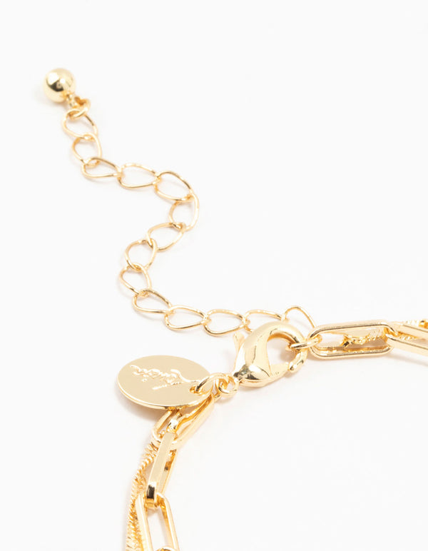 Gold Plated Brass Double Layered Mini Coin Bracelet