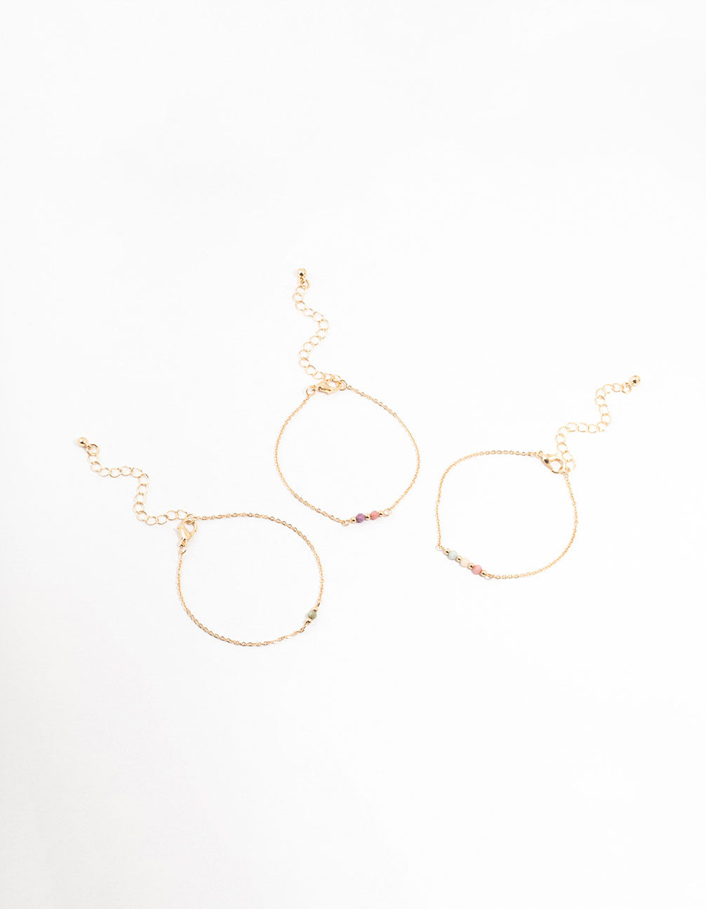 Gold Facet Beaded Bracelets 3-Pack