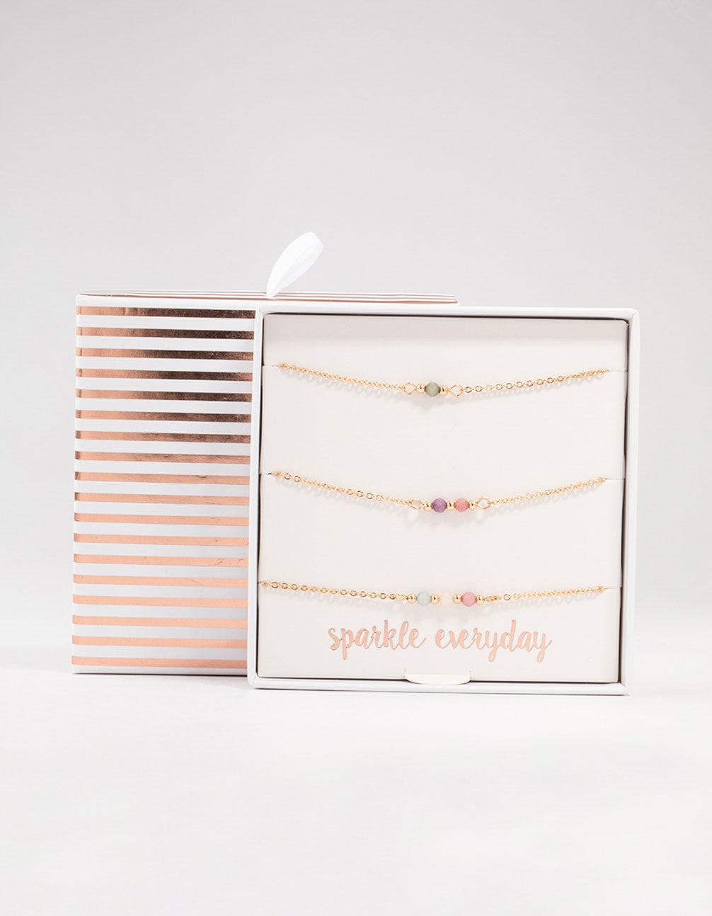Gold Facet Beaded Bracelets 3-Pack