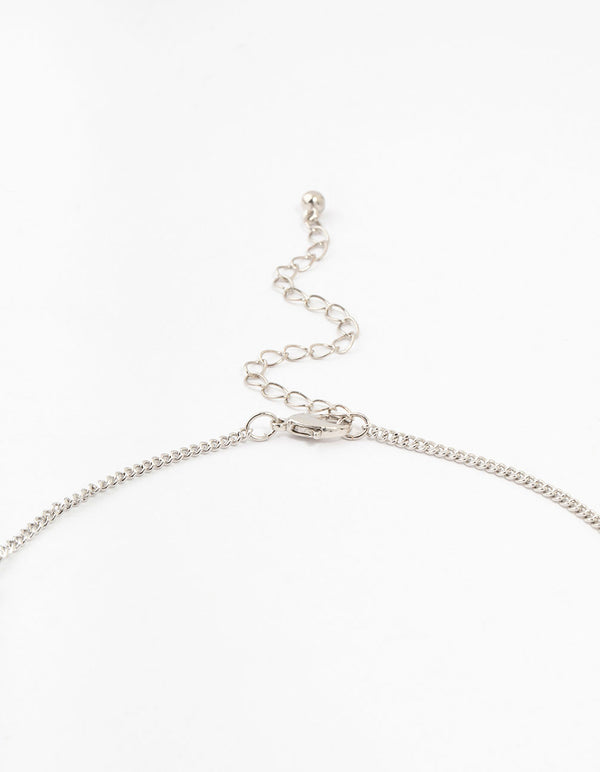 Silver Scallop Cubic Zirconia Flower Necklace & Earrings Set