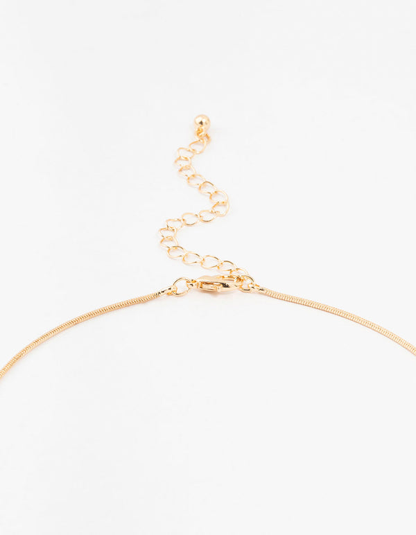 Gold Circle Cubic Zirconia Stone Necklace