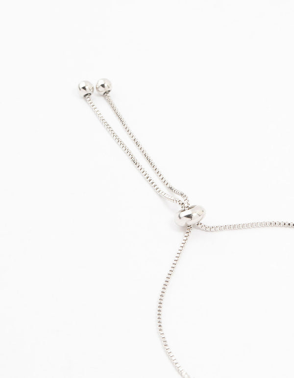 Silver Cubic Zirconia Heart Toggle Bracelet
