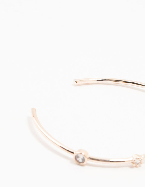 Rose Gold Plated Station Round Cubic Zirconia Wrist Cuff