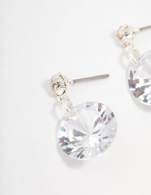 Large Cubic Zirconia Silver Drop Earrings