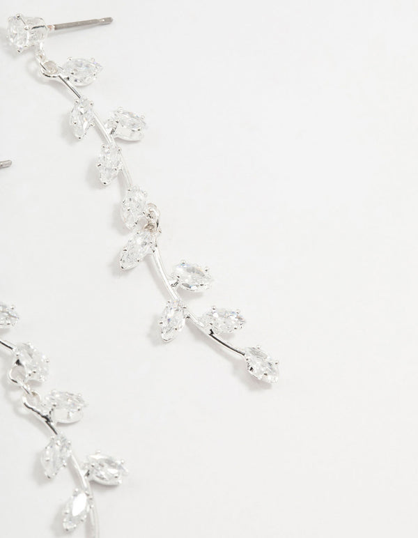 Cubic Zirconia Leaf Drop Earrings