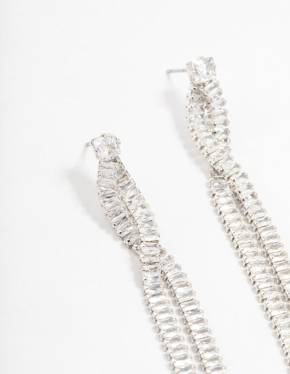 Twisted Cupchain Cubic Zirconia Drop Earrings
