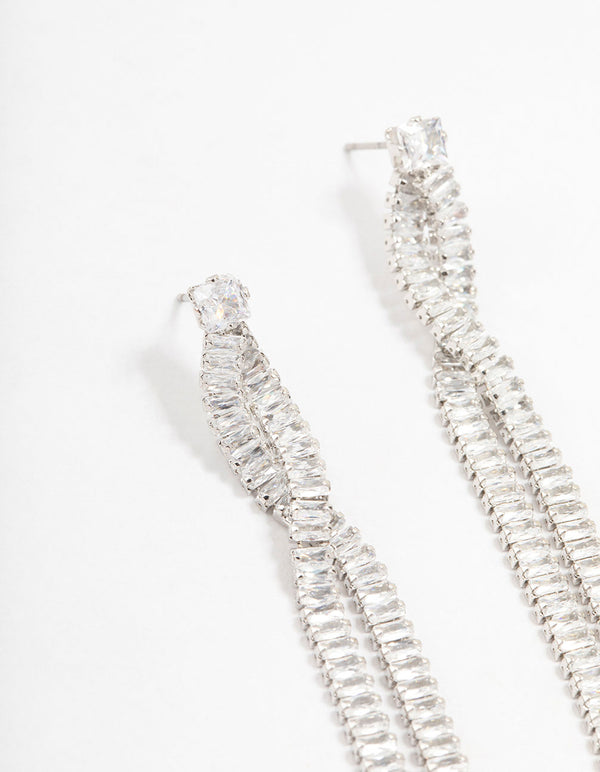 Twisted Cupchain Cubic Zirconia Drop Earrings