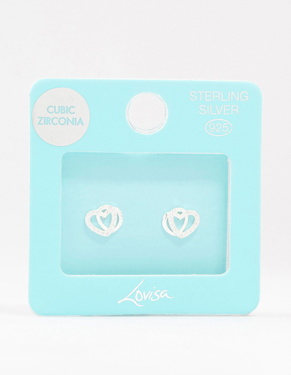 Sterling Silver Cubic Zirconia Heart Link Stud Earrings
