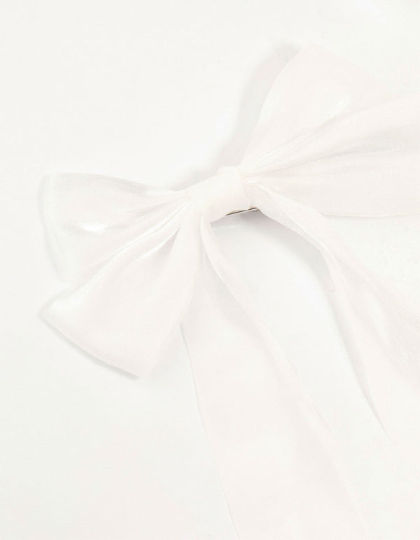 Large White Organza Fabric Bows 2-Pack