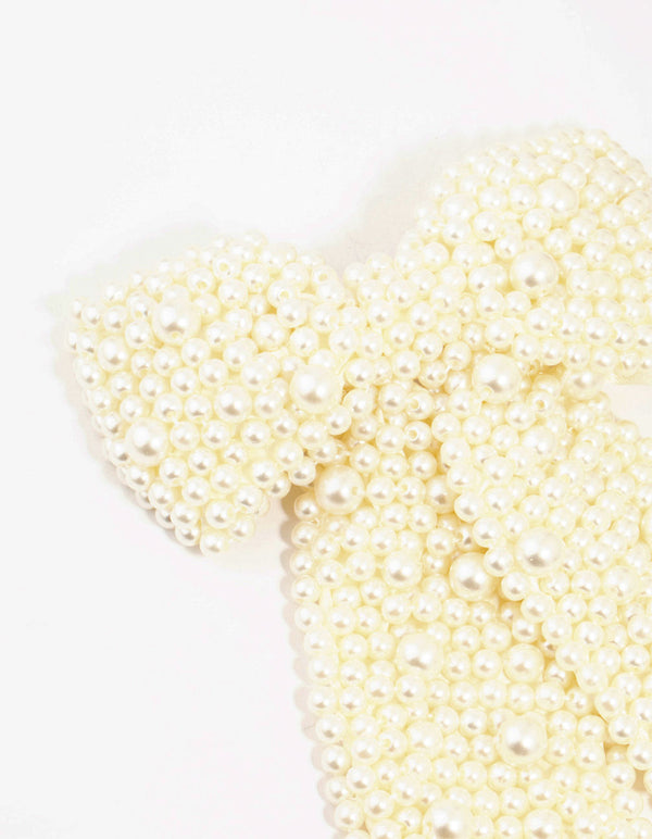 Classic Fabric Pearl Bow Clip