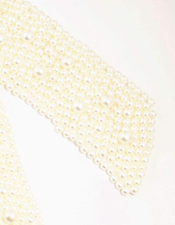 Classic Fabric Pearl Bow Clip