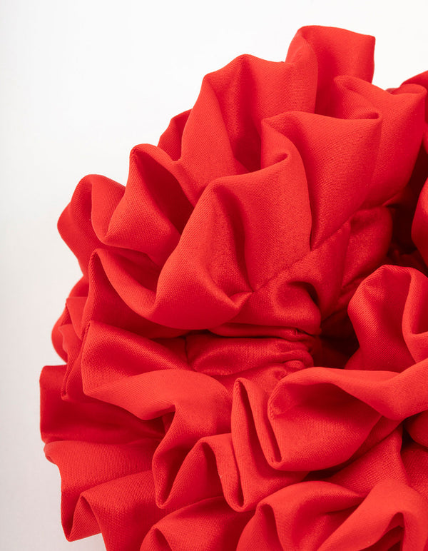 Large Red Ruffle Fabric Scrunchie