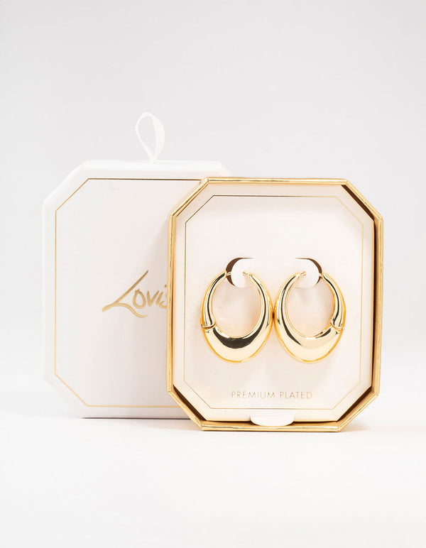 Gold Plated Mega Oval Hoop Earrings