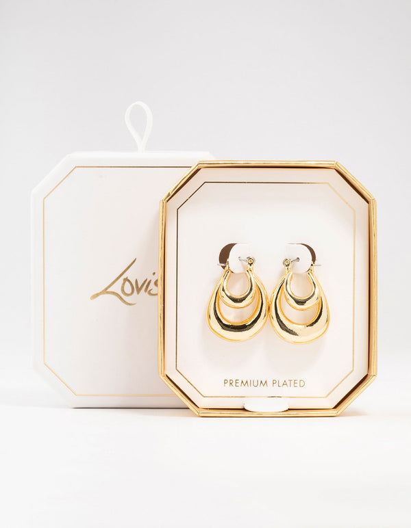 Gold Plated Double Hoop Earrings