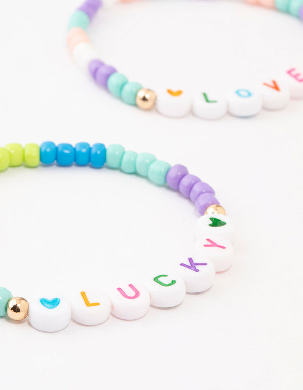 Kids Rainbow Beaded Stretch Bracelet Pack