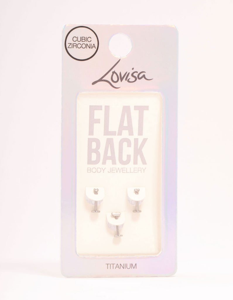 Lovisa Flat Back Stud Earrings Australia Silver Classic Labret