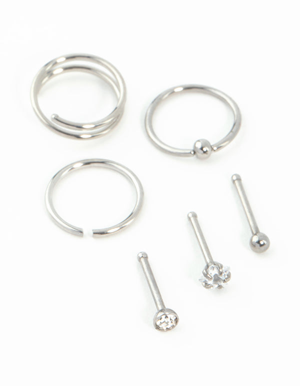 Surgical Steel Nose Stud & Spirals 6-Pack