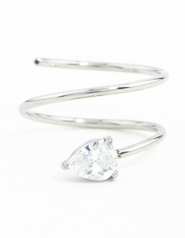 Surgical Steel Pear Cubic Zirconia Nose Spiral