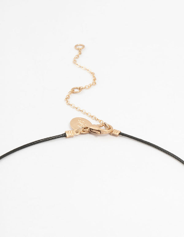 Worn Gold Locket Cord Necklace
