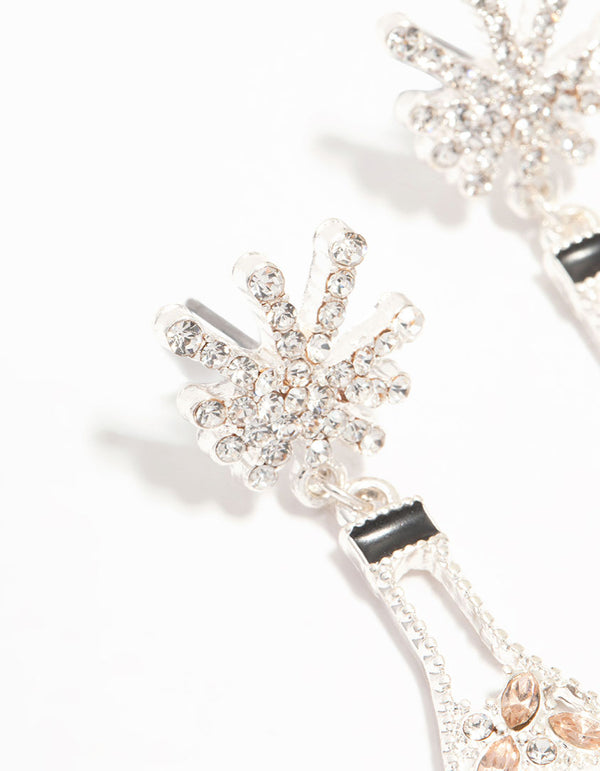 Diamante Champagne Bottle Drop Earrings