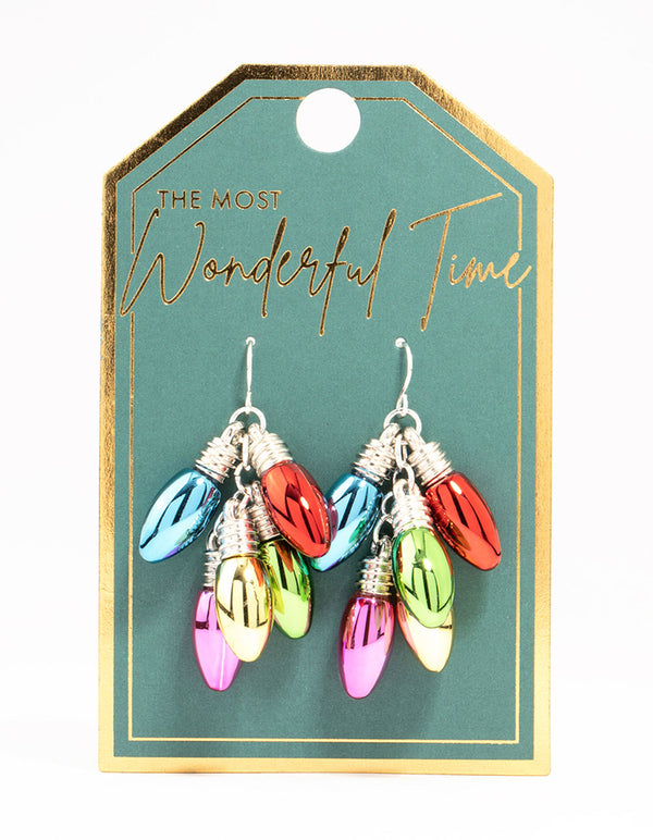 Silver Multicoloured Festive Lights Drop Earrings