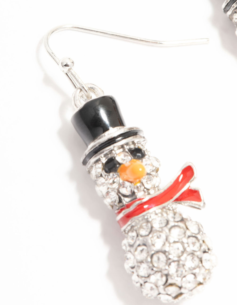 Diamante Snowman Silver Drop Earrings