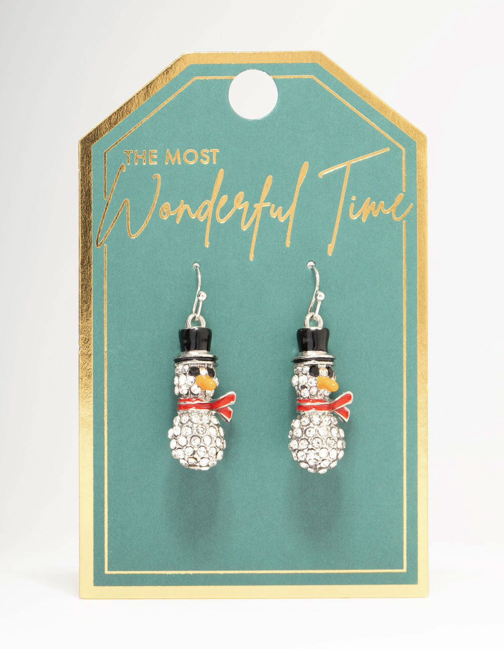 Diamante Snowman Silver Drop Earrings