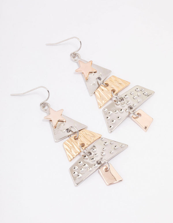 Mixed Metals Tree Drop Earrings