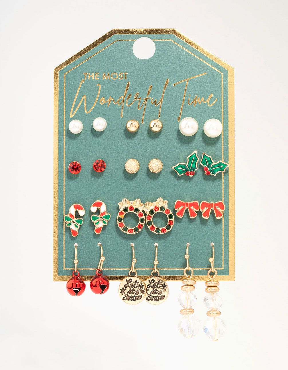 Wreath & Holly Silver Earrings 12-Pack