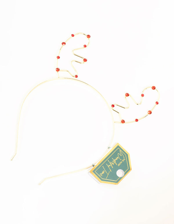 Red Diamante Reindeer Headband