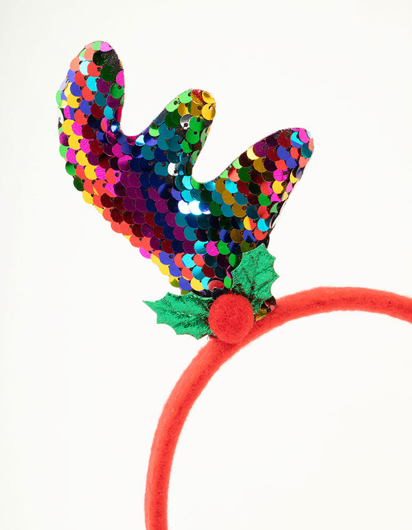 Multicoloured Sequin Reindeer Headband