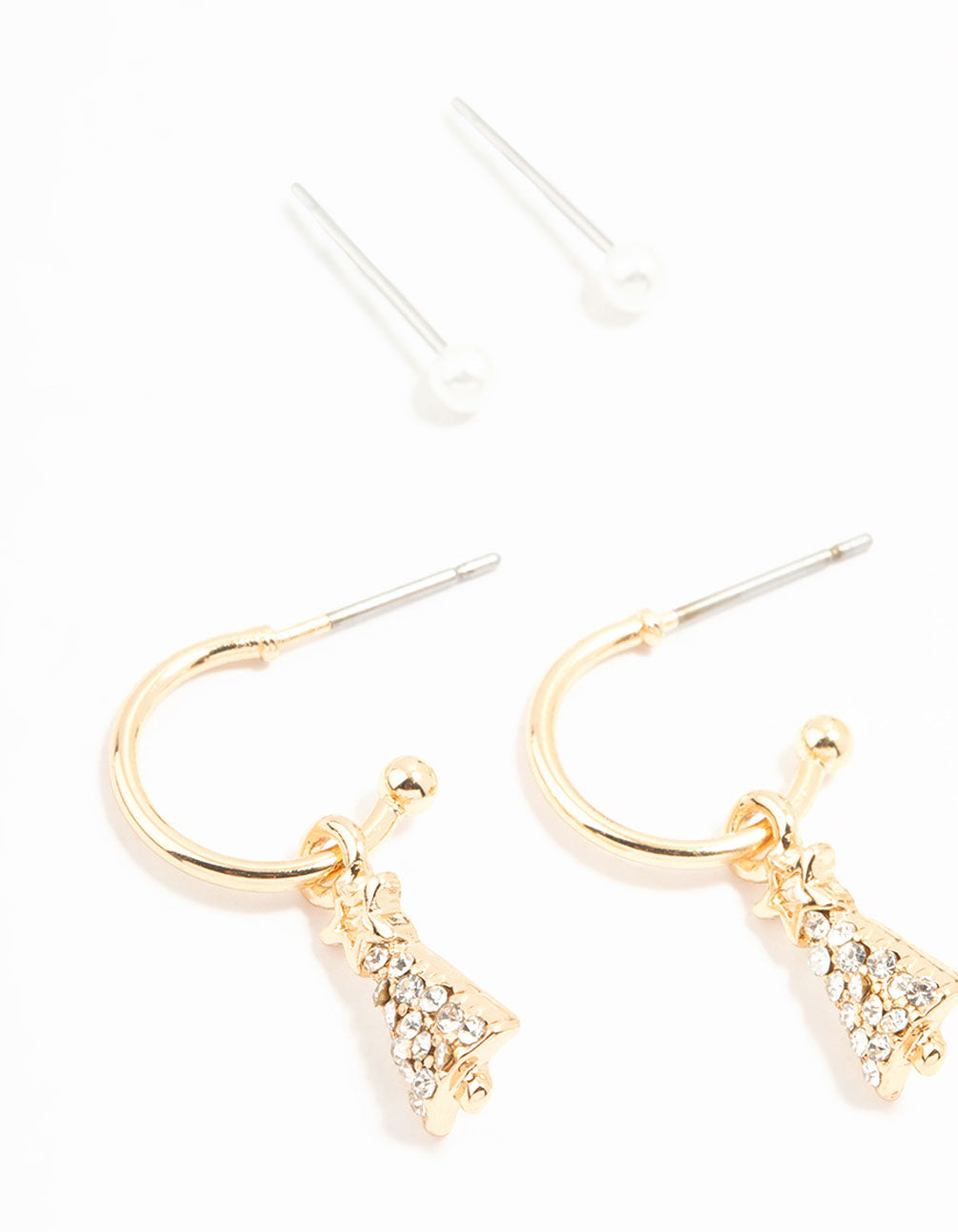 Gold Winter Mitten & Christmas Tree Earrings 6-Pack