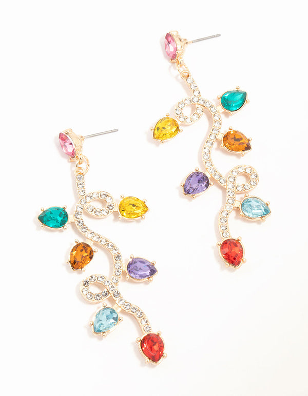 Silver Diamante Tangled Festive Lights Drop Earrings