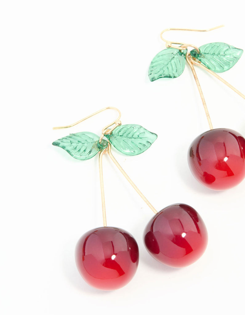 Red Acrylic Cherry Drop Earrings Lovisa