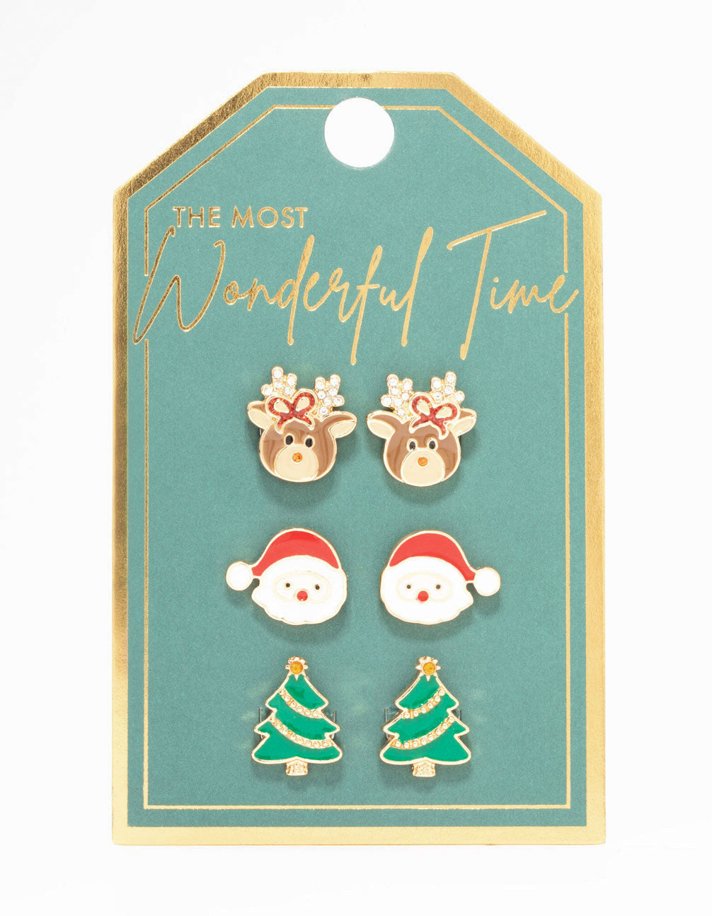 Santa, Reindeer & Tree Clip On Earrings 3-Pack