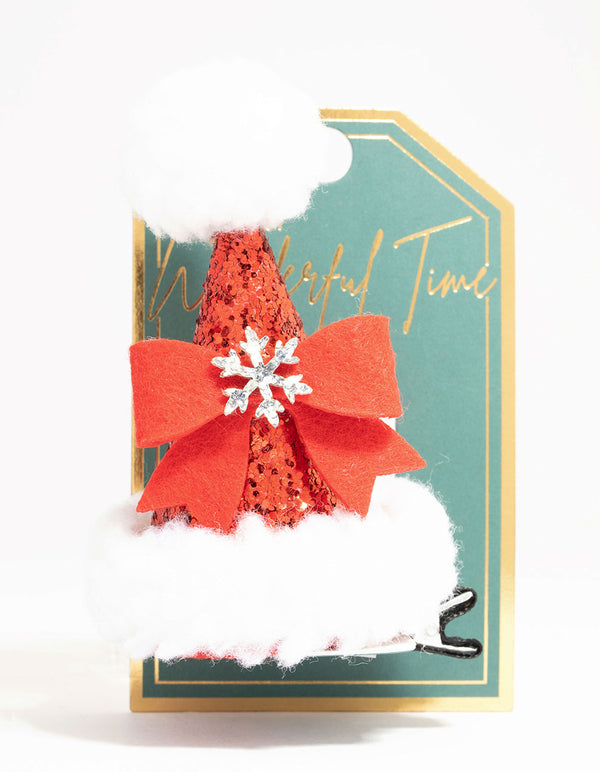 Red Sequin Santa Hat Hair Clip