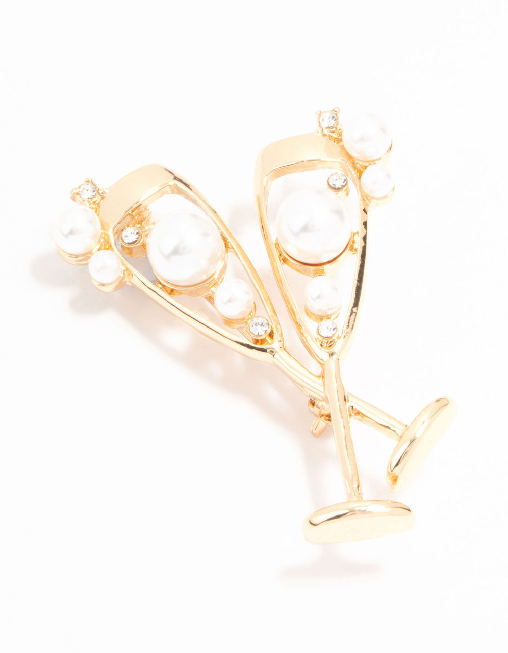 Gold Champagne Glass Brooch
