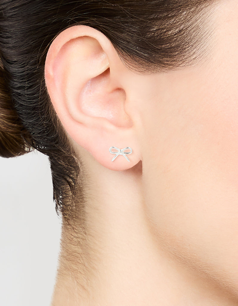 Bow Stud Earrings in 18kt Gold Plated Sterling Silver (Silver) main image 0
