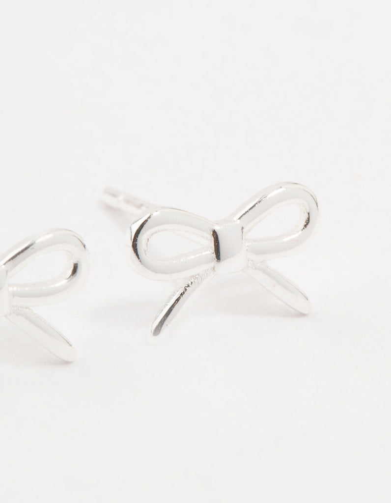 Bow Stud Earrings in 18kt Gold Plated Sterling Silver (Silver) main image 1