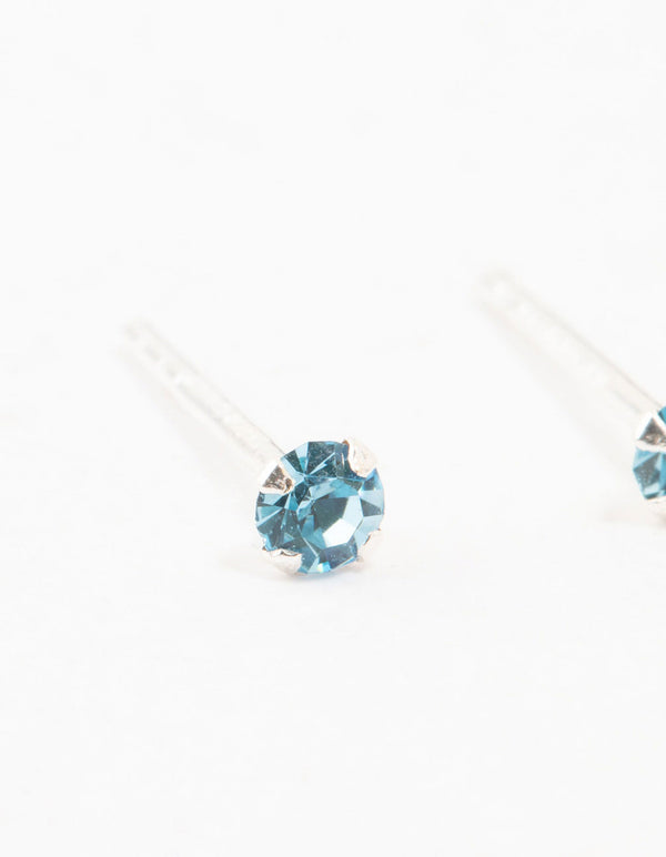 Baby Blue Czech Bohemia Crystal Sterling Silver Stud Earrings