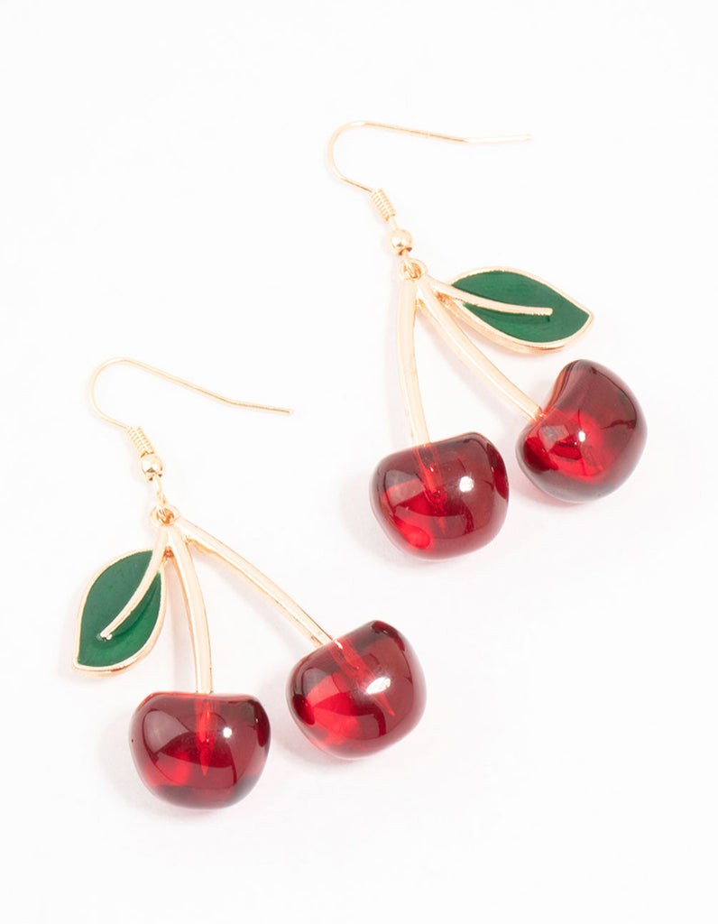 Cherry Leaf Acrylic Drop Earrings Lovisa